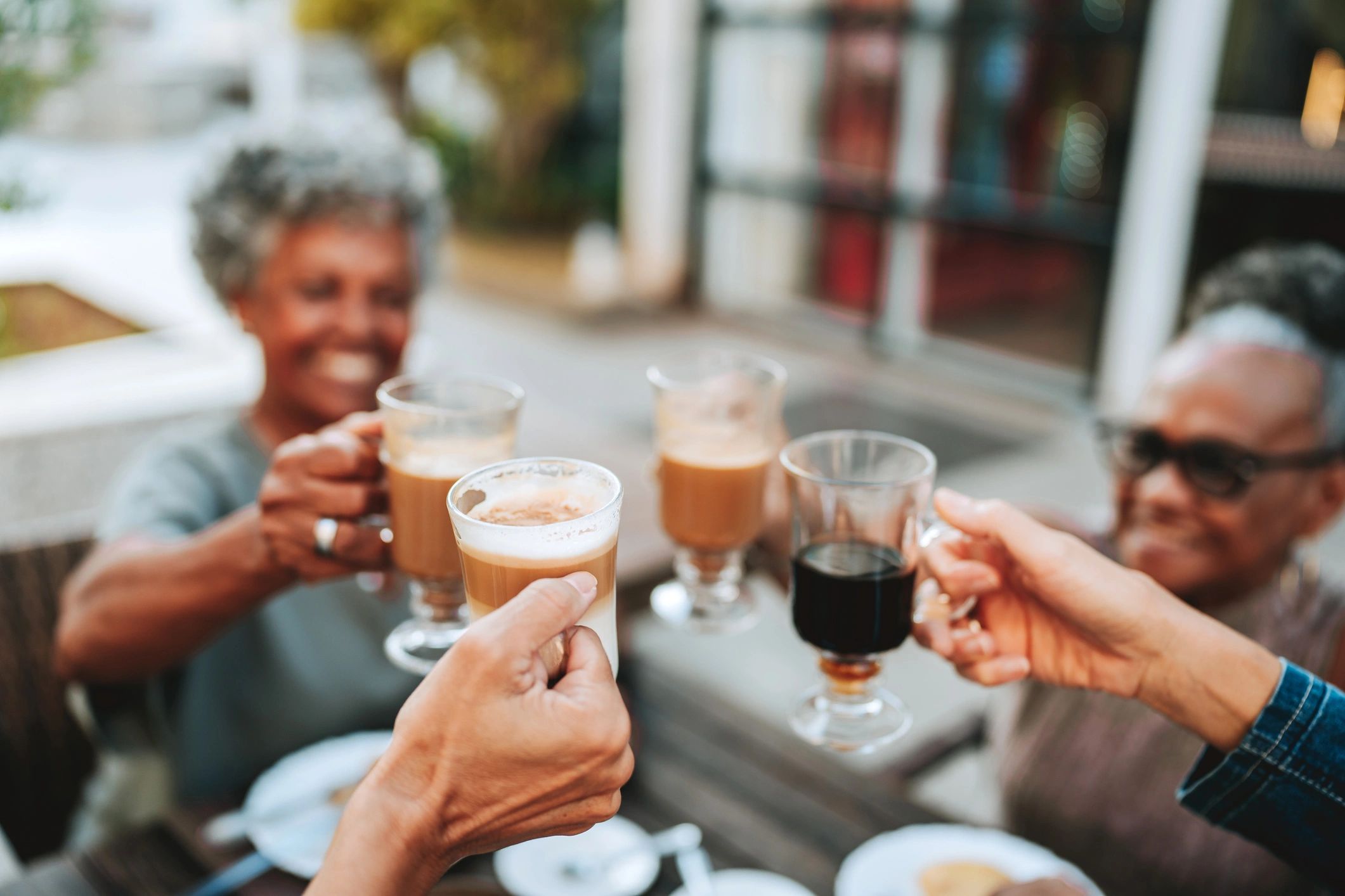People sharing coffee and conversation after church