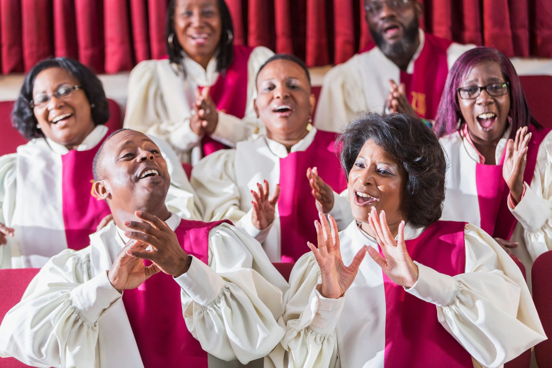 Church choir singing during worship